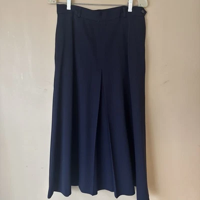 Vintage Ralph Lauren Women’s Pleated Skirt Navy Blue Sz 12 100% Wool USA - Image 1 of 4