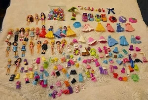 HUGE Lot Polly Pocket Dolls Figures Clothing Accessories & Suit Case Fast Ship - Picture 1 of 24