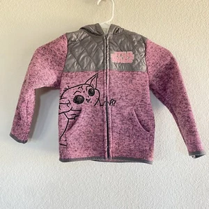 Star Wars Girl's Baby Yoda Pink Full Zip Up Hooded Light Weight Jacket Size 5 - Picture 1 of 6