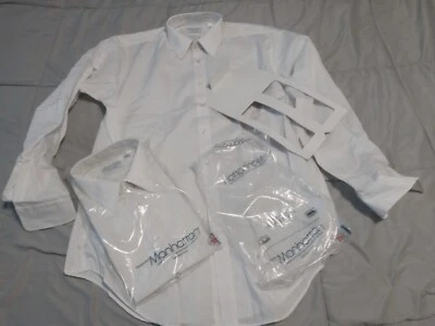 Camisa Manhattan Hombre Alto Talla 17 1/2 37 Blanca Abotonada Lote de 2 Hecha en EE. UU. NUEVA CON ETIQUETAS Foto 1 de 4