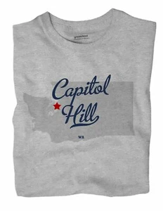 Capitol Hill Washington WA T-Shirt Seattle MAP - Picture 1 of 6