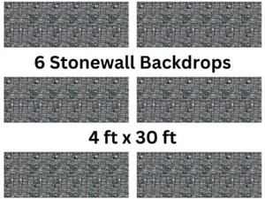 6 Stone Wall Backdrop Halloween Bulk Party Supplies Wholesale Castle 4' x 30' - Picture 1 of 4