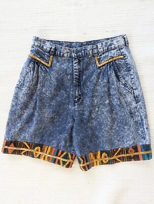 Vintage Acid Wash Sequin Shorts 80/90s - Image 1 of 4