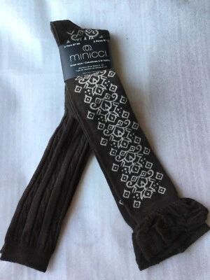 2双及膝高袜罗纹电缆针织棕色+棕色象牙色Argyle钻石Wmns 4-10 — 第 1/4 张图片