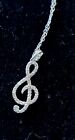925 Mc Diamond Music Treble Note Necklace