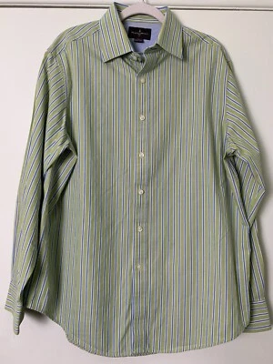 CAMISA NEGRA MARRÓN 1826 PUÑO ABATIBLE ALGODÓN AGUACATE VERDE AZUL RAYAS TALLA L Foto 1 de 4