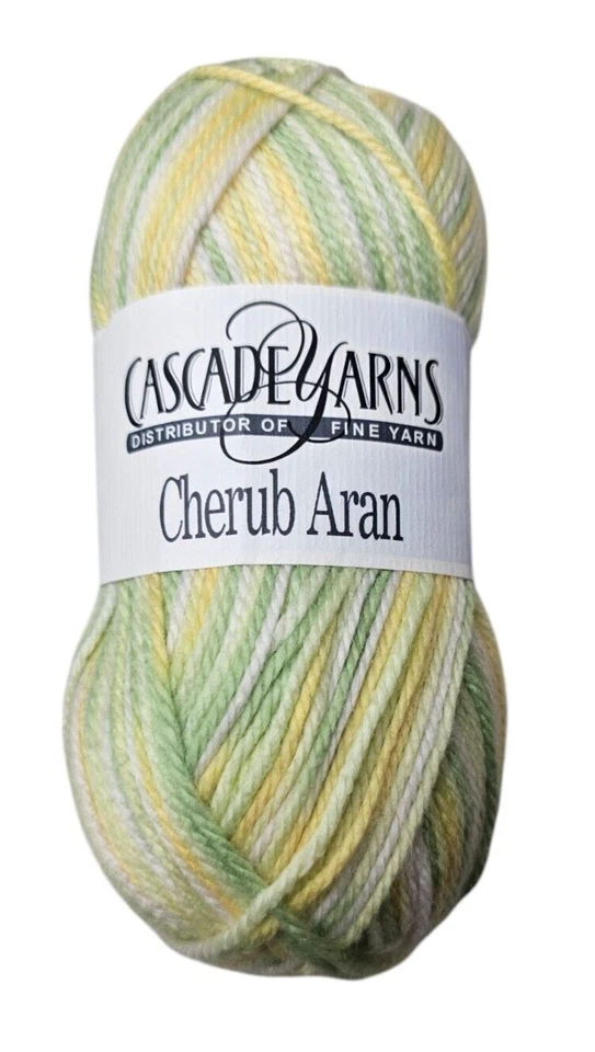 Cascade Yarn Cherub Aran Multi DAFFODIL #515 Green Yellow White 3.5 oz Skein - Image 1 of 4