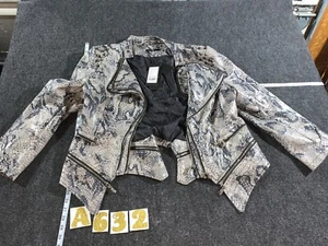 WOMEN'S PYTHON LEATHER MOTO JACKET XXL NWT - SNAKESKIN BIKER MSRP 169 value. Lim - Picture 1 of 16