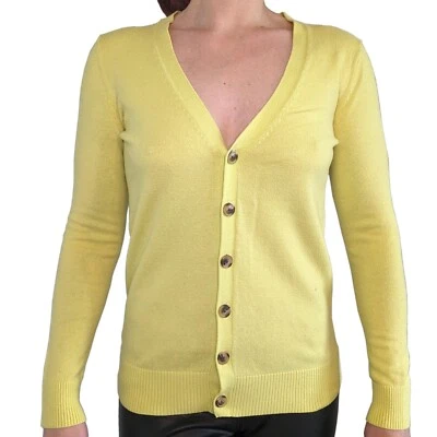 Cárdigan suéter GAP amarillo brillante cuello en V para mujer | S Foto 1 de 4