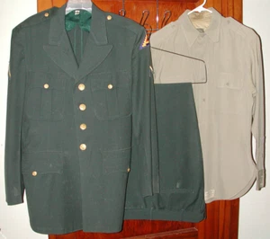 VINTAGE LAUTERSTEIN'S SAN ANTONIO GREEN MILITARY UNIFORM AND LONG-SLEEVE SHIRT - Picture 1 of 18