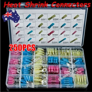 250PCS Heat Shrink Electrical Wire Connectors Crimp Marine Automotive Terminals - Picture 1 of 12