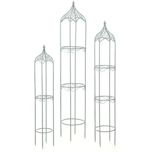 3er Set Rankhilfe HWC-H90, Rankgitter Rosensäule Staudenstütze Metall antik-grün - Bild 1 von 5