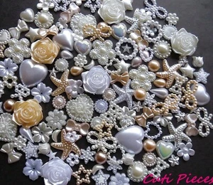 100-300 piezas Marfil Crema Champán Perla Artesanal Mezcla Corazón Rosa Arco Boda Espalda Plana - Imagen 1 de 4