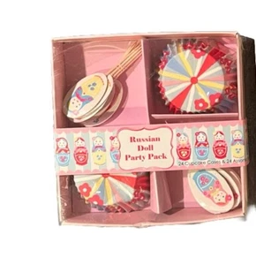NEW LOT Nesting Doll Cupcake Kit Set of 24 Liners W/ 24 Toppers Decor Matroyshka - Picture 1 of 1