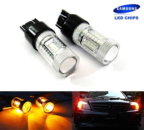 2x 180 3157 P27/7W 182 P27W Bulb SAMSUNG LED Side Indicator Tail Light DRL Amber - Image 1 of 4
