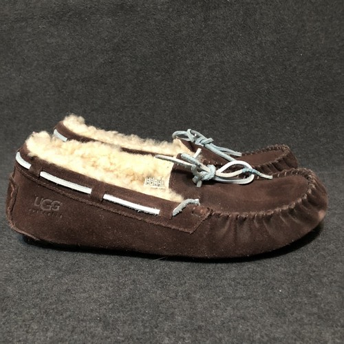 Pantofole UGG donna 8 mocassini Dakota piatti 5133 marrone pelle scamosciata slip on