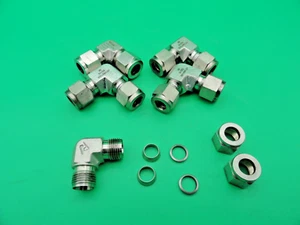(5pcs) 3/8" TUBE x TUBE 90deg. COMPRESSION ELBOW STAINLESS - Picture 1 of 3