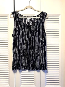 Chicos Travelers Sleeveless Tank Top Slinky Blue & White Size 3 (XL) - Picture 1 of 4