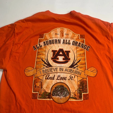 Auburn Tigers Shirt Adult Large Orange All Auburn All Orange Mens 6.22* Cover
