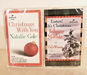 2 sealed Hallmark Christmas Cassettes by Natalie Cole and Johnny Mathis - Picture 1 of 4