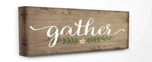 Stupell Industries Gather Wood Textured Family Word Canvas Wall Art, 20 x 48,... - Picture 1 of 6