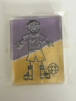 Provo Craft Clear Impressions Acrylic Stamps Little Boy Soccer Player Sports New - Image 1 of 2