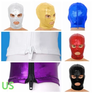 Unisex Adults Spandex Zentai Mask Hood Headgear Shiny Metallic Face Mask - Picture 1 of 80