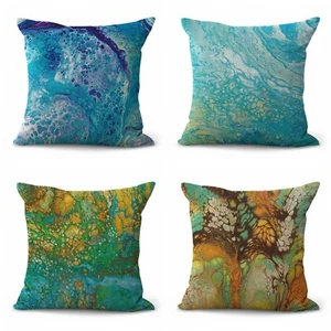  set of 4 rock quartz marble abstract decorator throw pillow cover - Picture 1 of 9