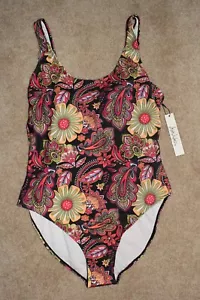 New Womens Nicole Miller Studio Swimsuit 1X Meadow Floral Scoop Back One Piece - Picture 1 of 3