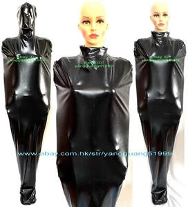 Black Shiny Metallic Women Mummy Suit Costume Body Bags Unisex Sleeping Bag F839 - Picture 1 of 28