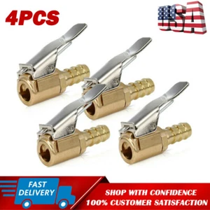 (4) 8mm Car Tyre Wheel Tire Air Chuck Inflator Pump Valve Clip Connector Brass - Picture 1 of 11