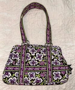 Vera Bradley Purple Plum Petals Handbag Tote Bag Purse Quilted - Picture 1 of 6