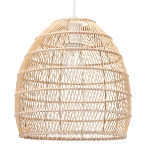 Traditional Vintage Spiral Cage Design Natural Brown Rattan Ceiling Lamp Shad... - Picture 1 of 8