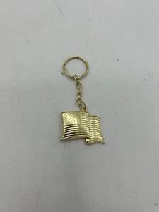 American Flag Key Chain Gold Tone - Picture 1 of 2