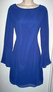 WOMENS DRESS SIZE 4 ROYAL BLUE LONG SLEEVE NWT RETAIL $64  - Picture 1 of 4