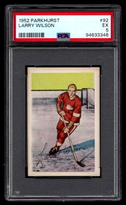 LARRY WILSON 1952 PARKHURST HOCKEY CARD #92 PSA 5 EXCELLENT ORIGINAL CENTERED - Image 1 of 2