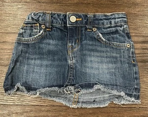 Cherokee Girls Denim Jean mini Skirt Size XS 4/5 raw hem adjustable waist - Picture 1 of 5