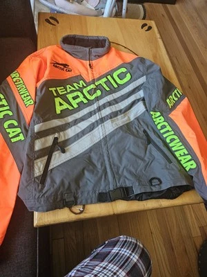 Arctic Cat 男式 Sno-Cross 无绝缘雪地摩托车夹克 - 绿色橙色  — 第 1/4 张图片