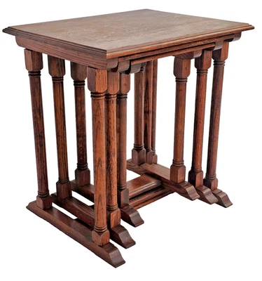 Vintage 1950s American Oak Nesting Tables Set of 3 – Solid Wood Side Tables - Image 1 of 4