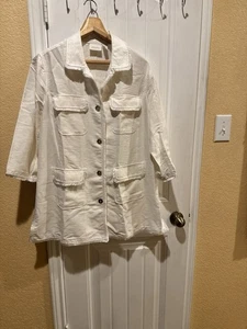 Chico’s Fringed White Light Jacket Size 2 - Picture 1 of 12