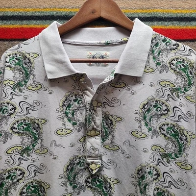 De Colección Evisu Jeans Monograma Koi Paisley Polo Para Hombre 2X-Grande Y2k Ropa de Calle Foto 1 de 4