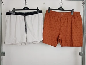 M&S Men's Grey Layered/Brown Embroidered Shorts 2xPcs Size 2XL NWOT F2 - Picture 1 of 10