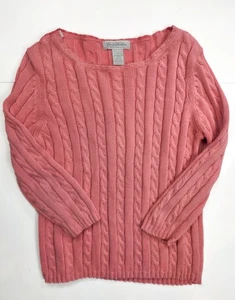 Brooks Brothers 1818 Slim Fit Pink Cable Knit Pullover Sweater Women's Size Med - Picture 1 of 4