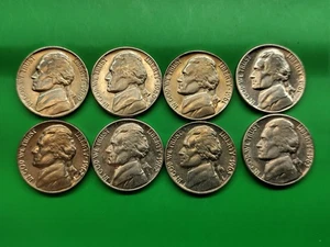 8 X BU 1960P-63D  Jefferson Nickel Run. Actual Coins.  - Picture 1 of 6