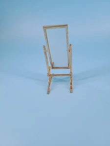 Espejo de vestidor de latón de longitud completa miniatura para casa de muñecas usado - Imagen 1 de 3