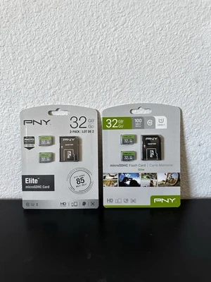 (2) PNY 32 GB 2-Pack Elite MicroSDHC Card- Sealed - Image 1 of 2
