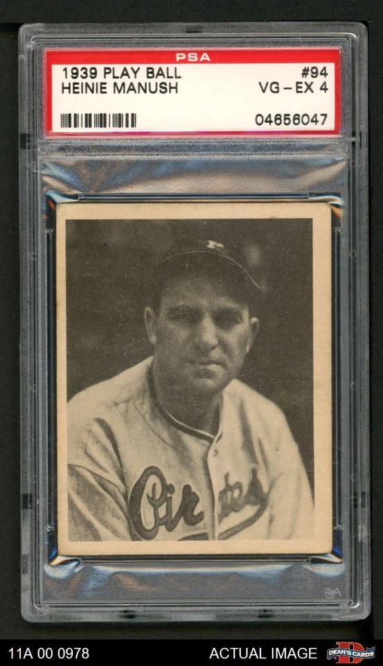 1939 Play Ball #94 Heinie Manush Pirates HOF PSA 4 - VG/EX - Image 1 of 1
