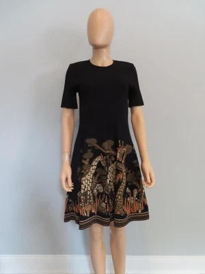 Christian Dior Black/Yellow Giraffe Print A-Line Dress F 40/US 8 - Image 1 of 4