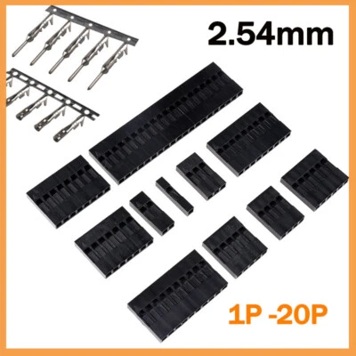 Dupont 2.54mm Connector Housing Male Female Crimp Terminals 1 2 3 4 5 6 7 8P-20P - Image 1 of 4