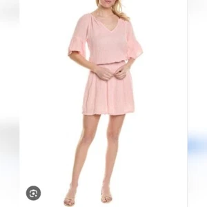 NWT MICHAEL STARS | Katelyn gauze peasant dress smocked waist barely pink sz M - Picture 1 of 6